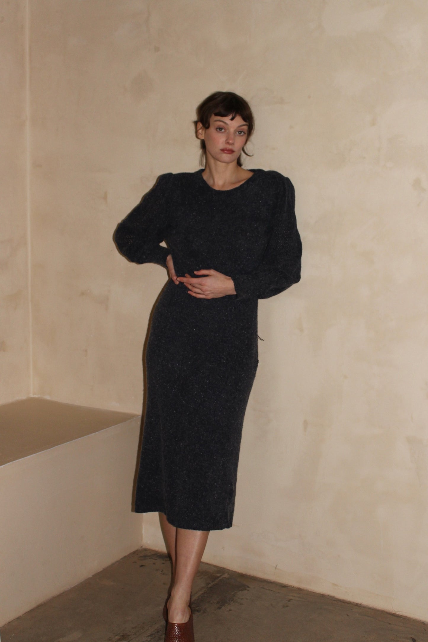 Vintage Speckled Silk & Angora Knit Dress