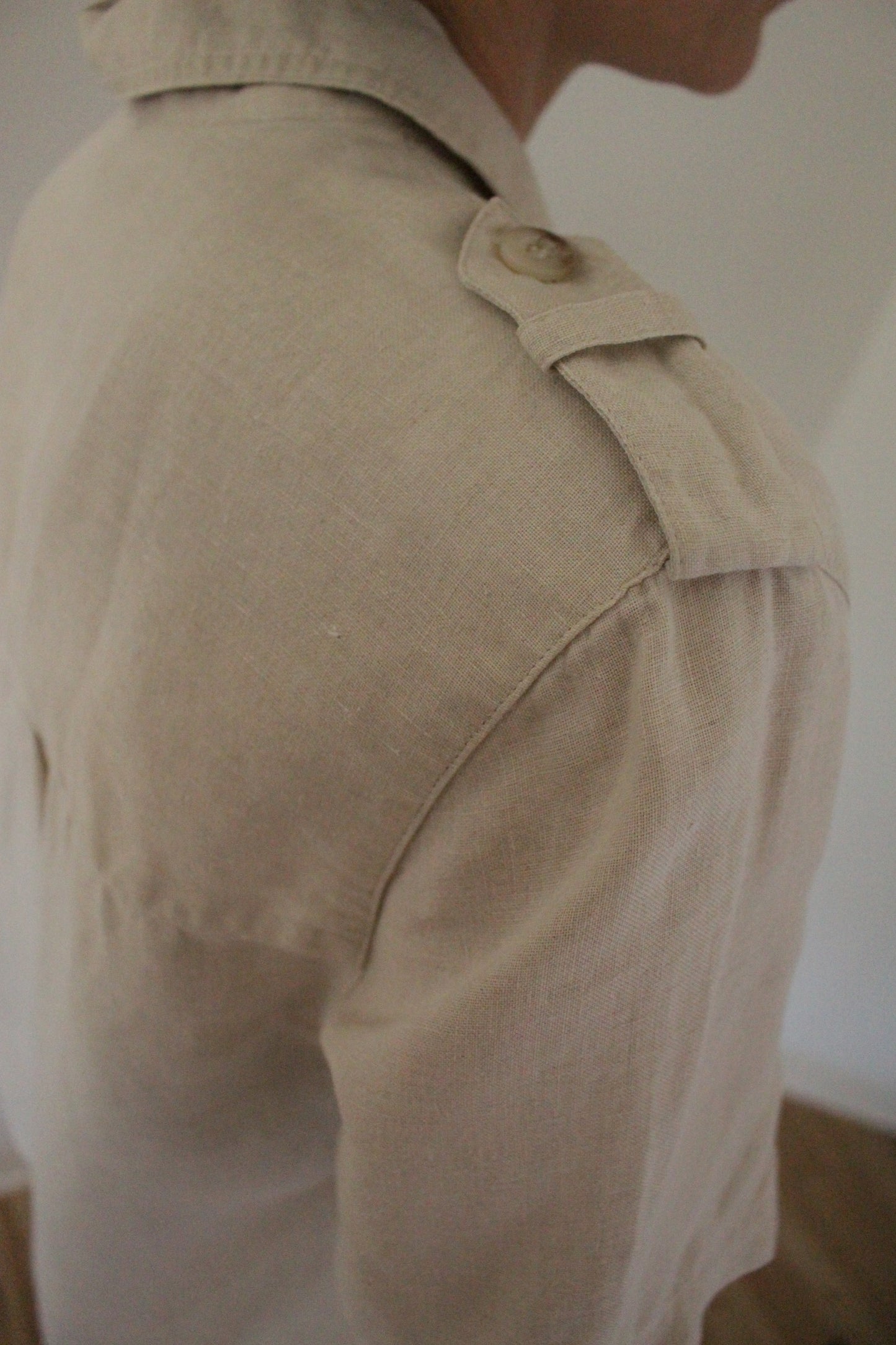 Vintage Pure Linen Safari Short Sleeve Blouse