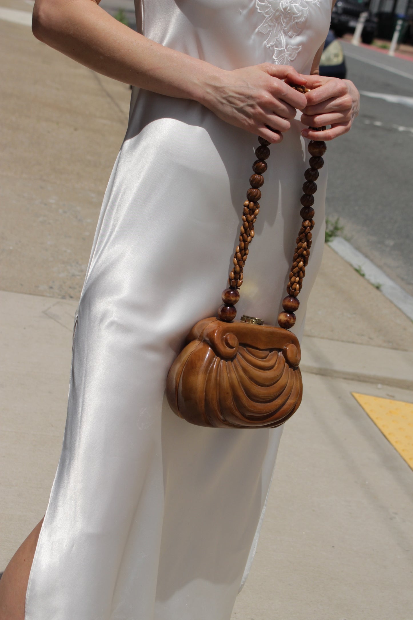 Vintage Timmy Woods Hand-Carved Shell Accent Purse