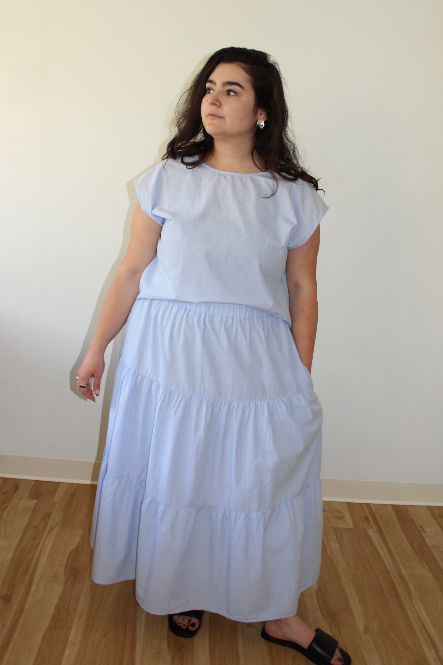 MiMi Pinstripe Cotton Skirt