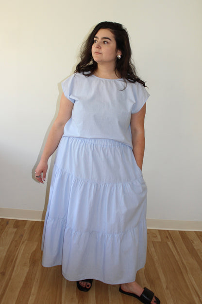 MiMi Pinstripe Cotton Skirt