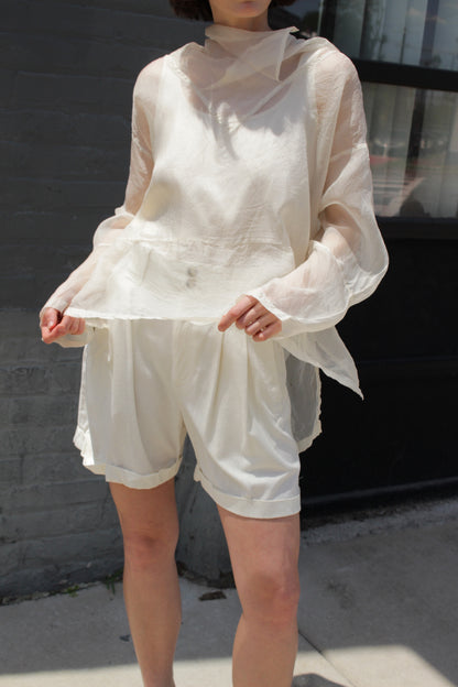 Rare Vintage Cream Sheer Silk Organza Pullover