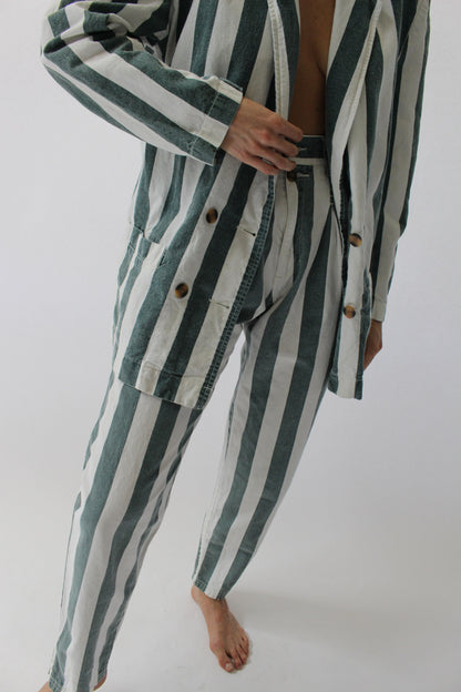 Favorite Vintage Faded Forest Striped Pant Suit