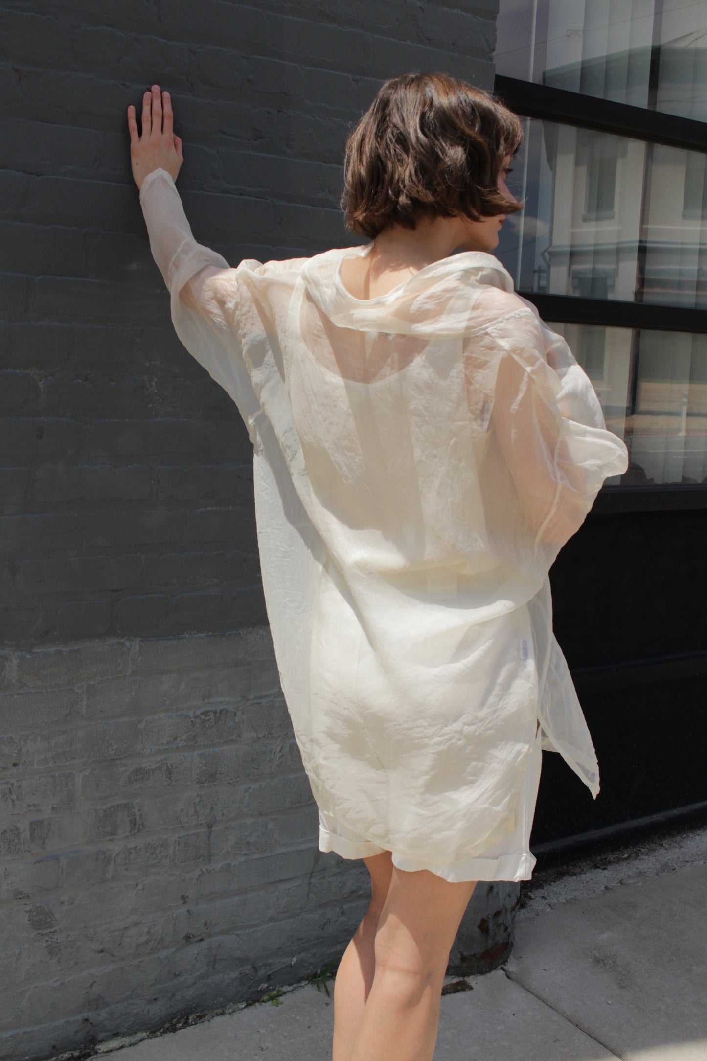 Rare Vintage Cream Sheer Silk Organza Pullover