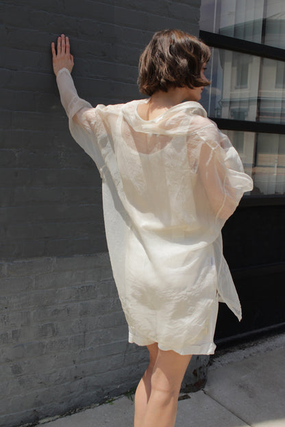 Rare Vintage Cream Sheer Silk Organza Pullover