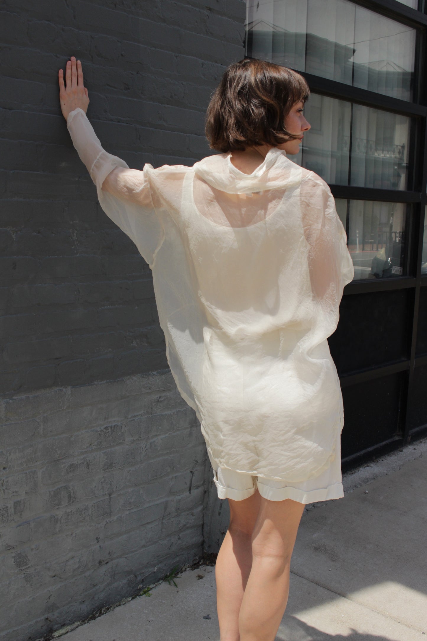 Rare Vintage Cream Sheer Silk Organza Pullover