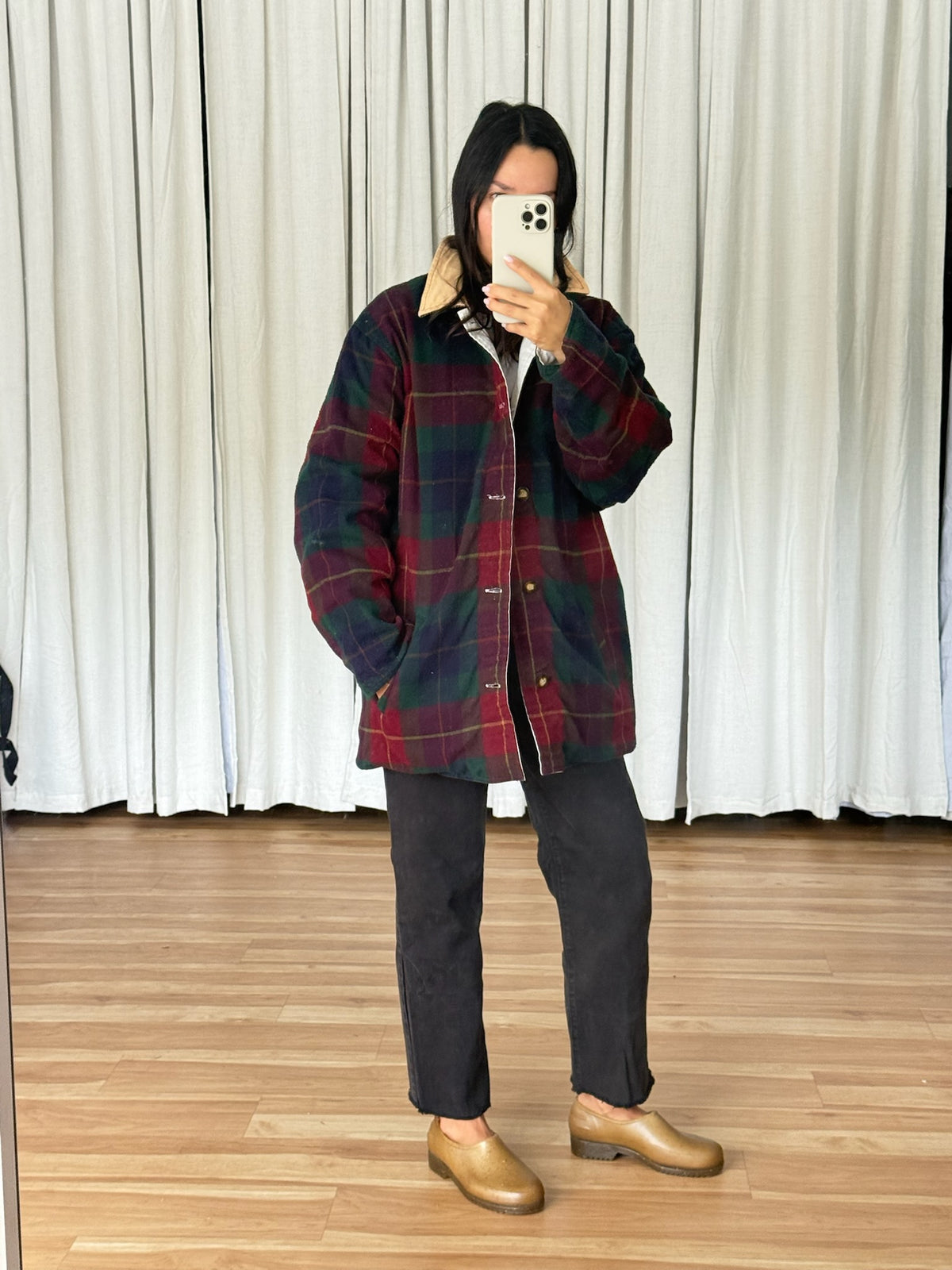 Vintage Reversible Flannel Lined Khaki Chore Coat
