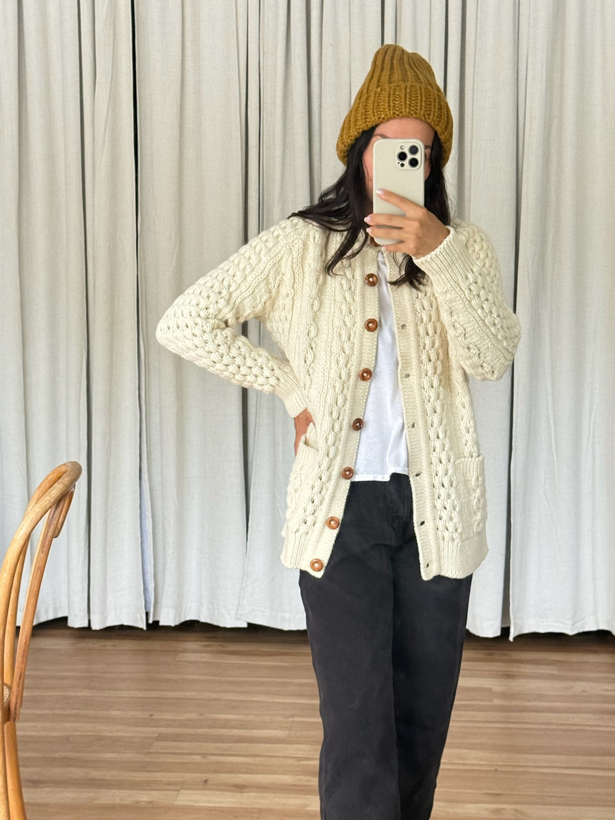 Amazing Vintage Fisherman Wool Cardigan