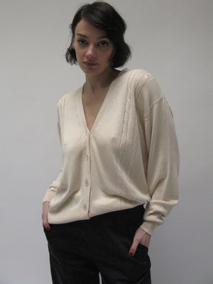 Vintage Silk Cable Knit Cardigan