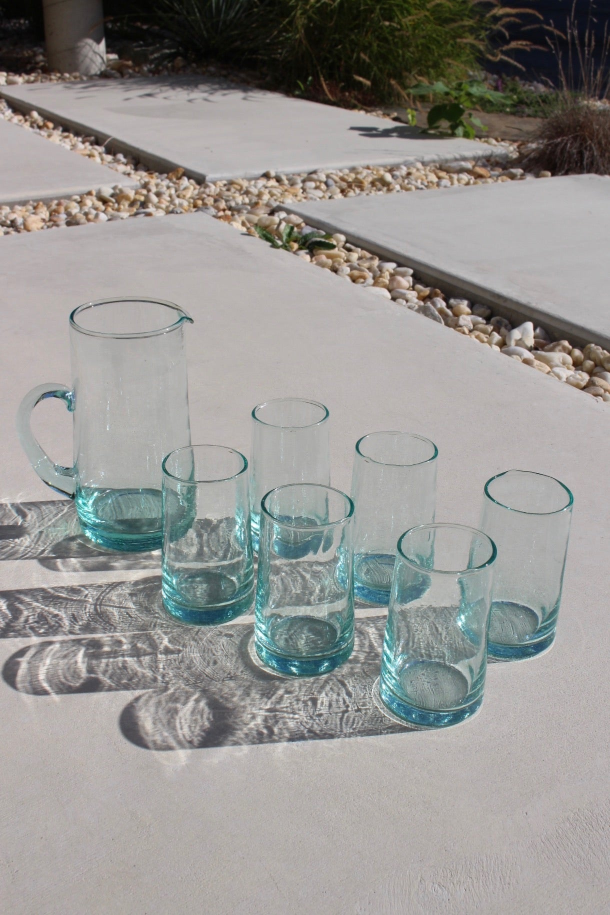 Vintage Recycled Glass Cup & Pitcher Set