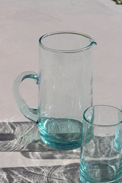 Vintage Recycled Glass Cup & Pitcher Set