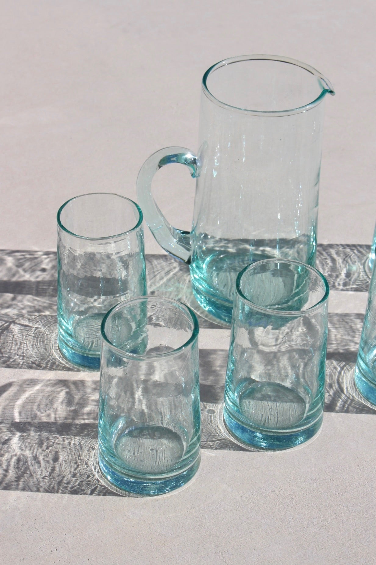 Vintage Recycled Glass Cup & Pitcher Set