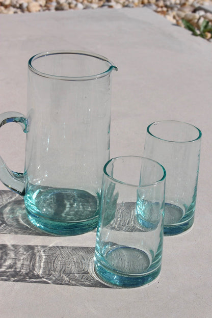 Vintage Recycled Glass Cup & Pitcher Set