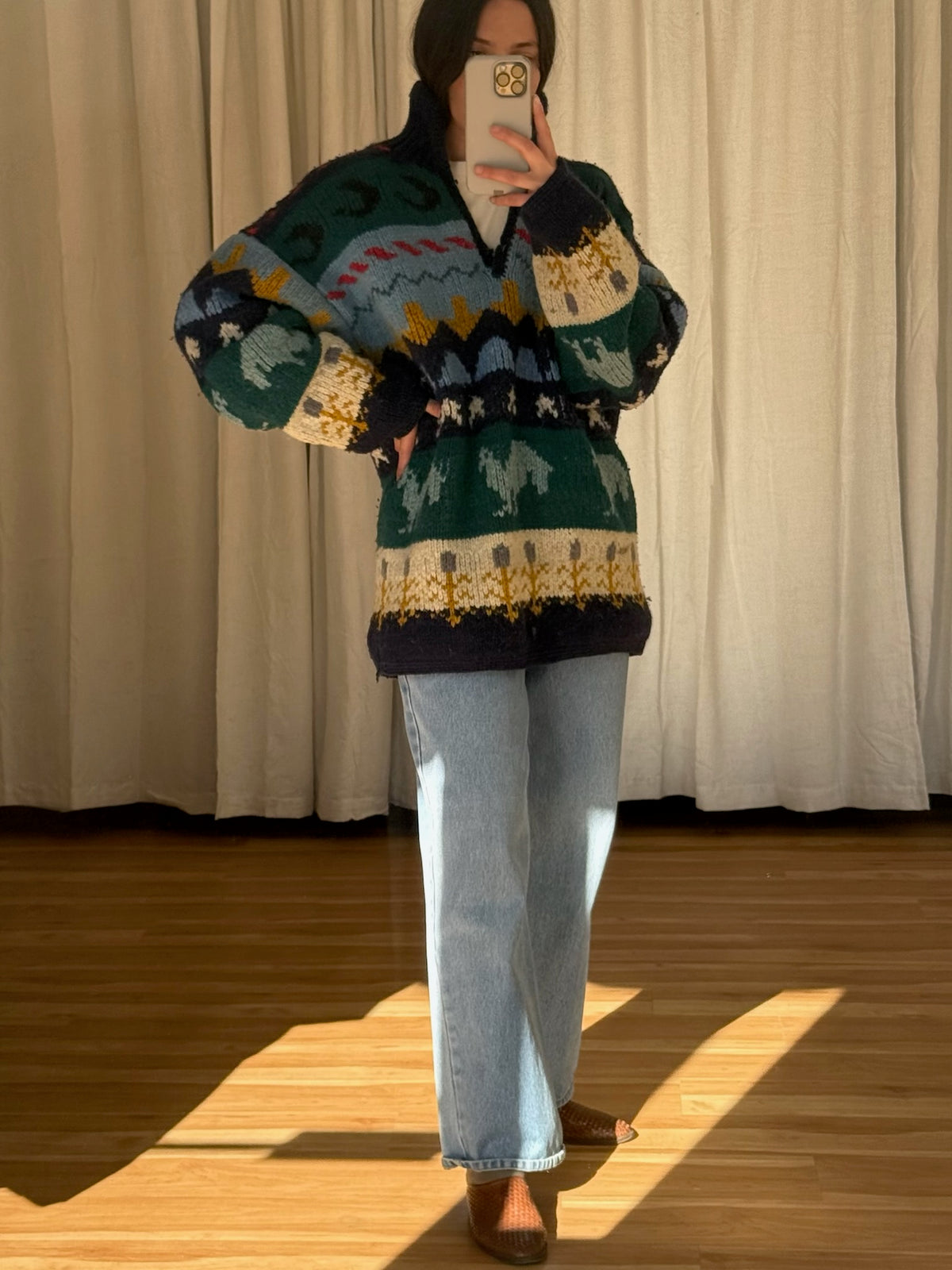 Rare Vintage Patterned Wool Tunic Sweater