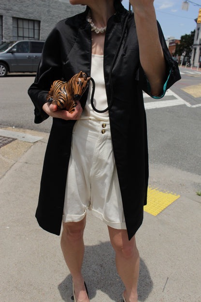 Incredible Vintage Timmy Woods Hand Carved Zebra Purse