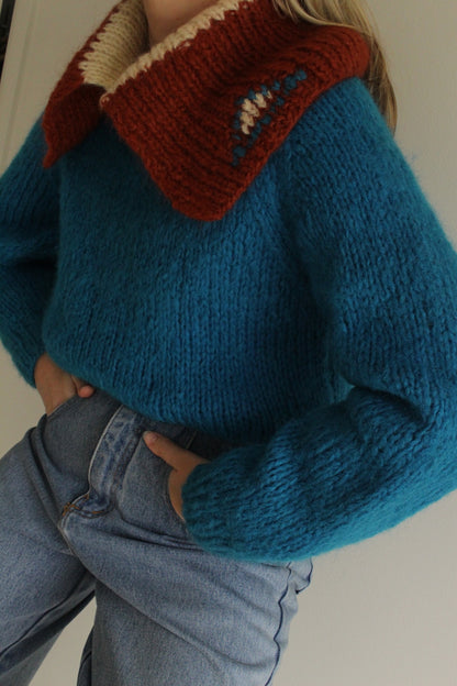 Vintage Italian Mohair Statement Collar Sweater