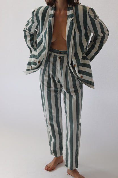 Favorite Vintage Faded Forest Striped Pant Suit