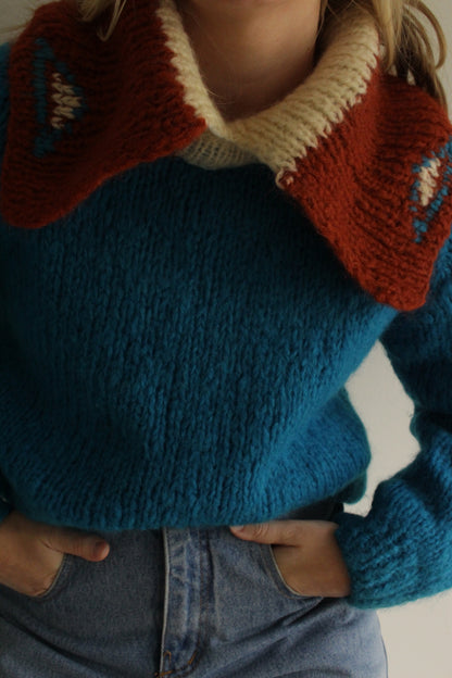 Vintage Italian Mohair Statement Collar Sweater