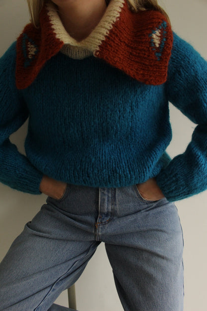 Vintage Italian Mohair Statement Collar Sweater