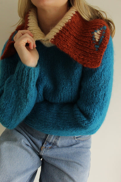 Vintage Italian Mohair Statement Collar Sweater