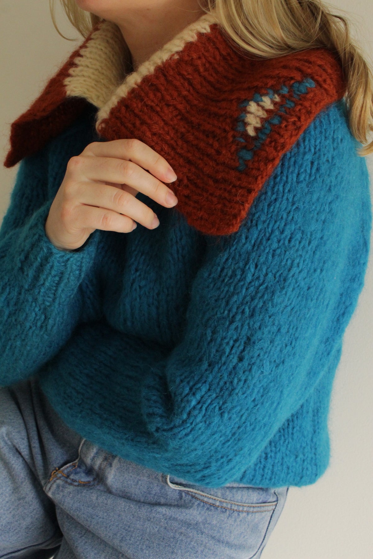 Vintage Italian Mohair Statement Collar Sweater