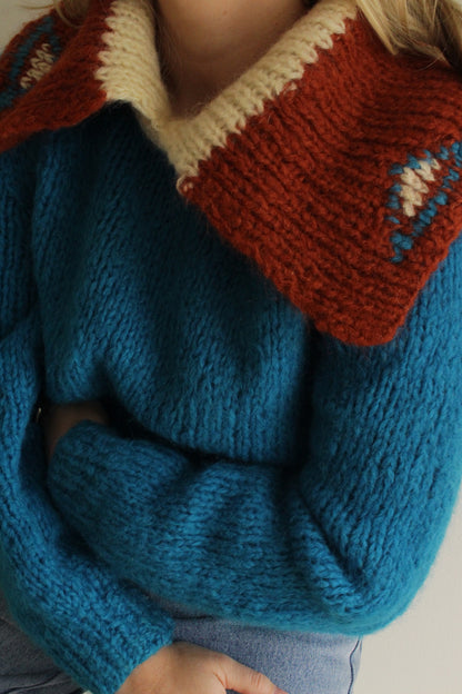 Vintage Italian Mohair Statement Collar Sweater