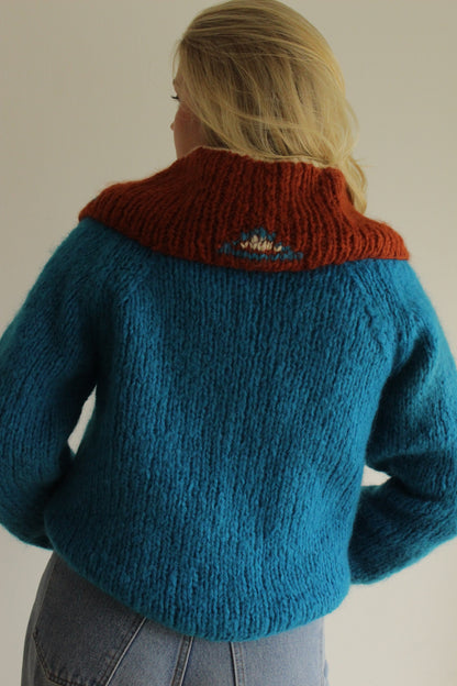 Vintage Italian Mohair Statement Collar Sweater