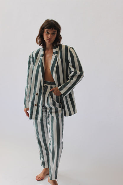 Favorite Vintage Faded Forest Striped Pant Suit