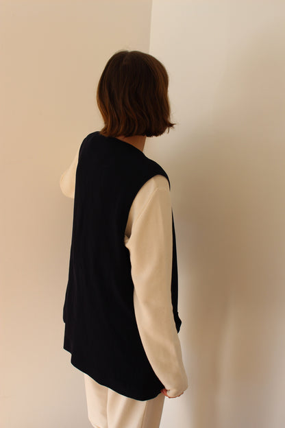 Vintage DKNY Ribbed Midnight Silk Button Vest