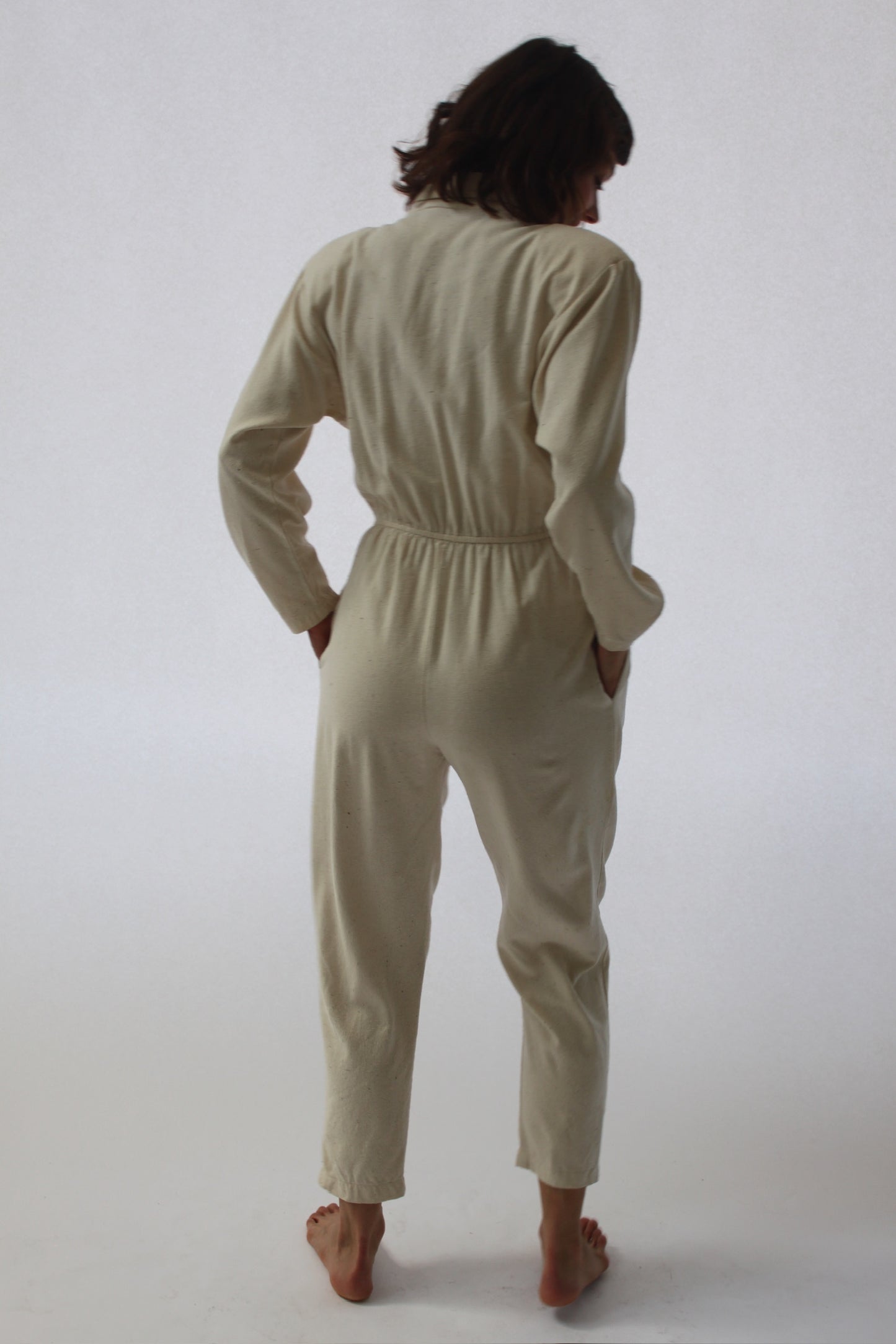 Vintage Cream Raw Silk Jumpsuit