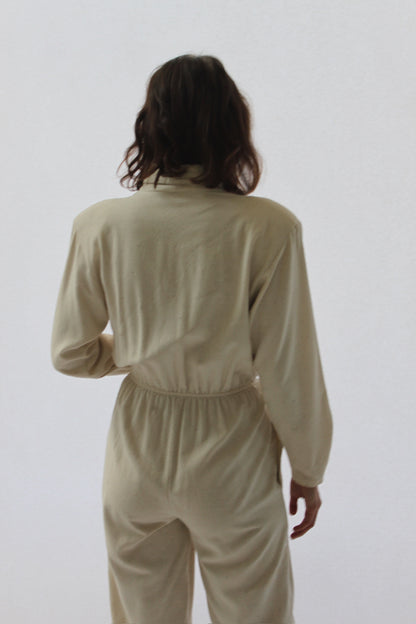 Vintage Cream Raw Silk Jumpsuit