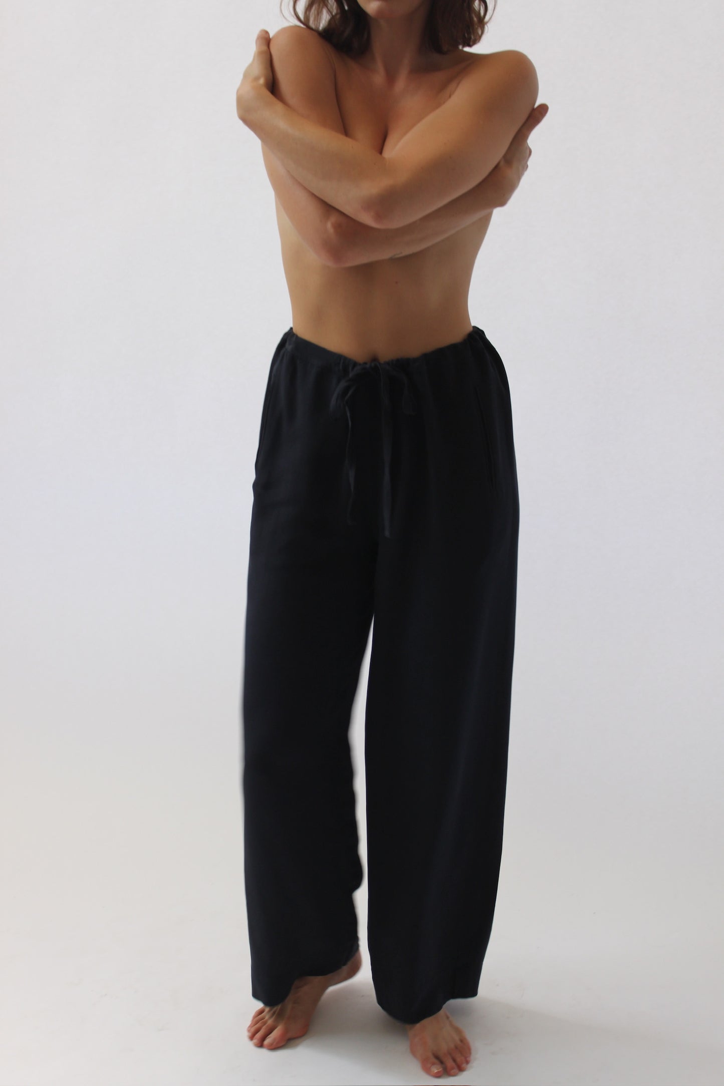 Vintage Donna Karan Midnight Silk Drawstring Pant