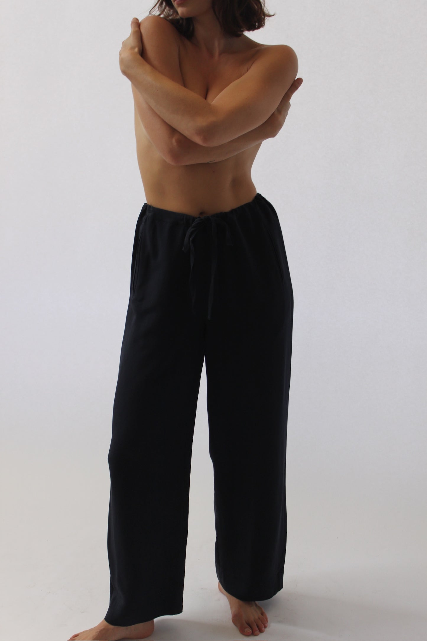 Vintage Donna Karan Midnight Silk Drawstring Pant