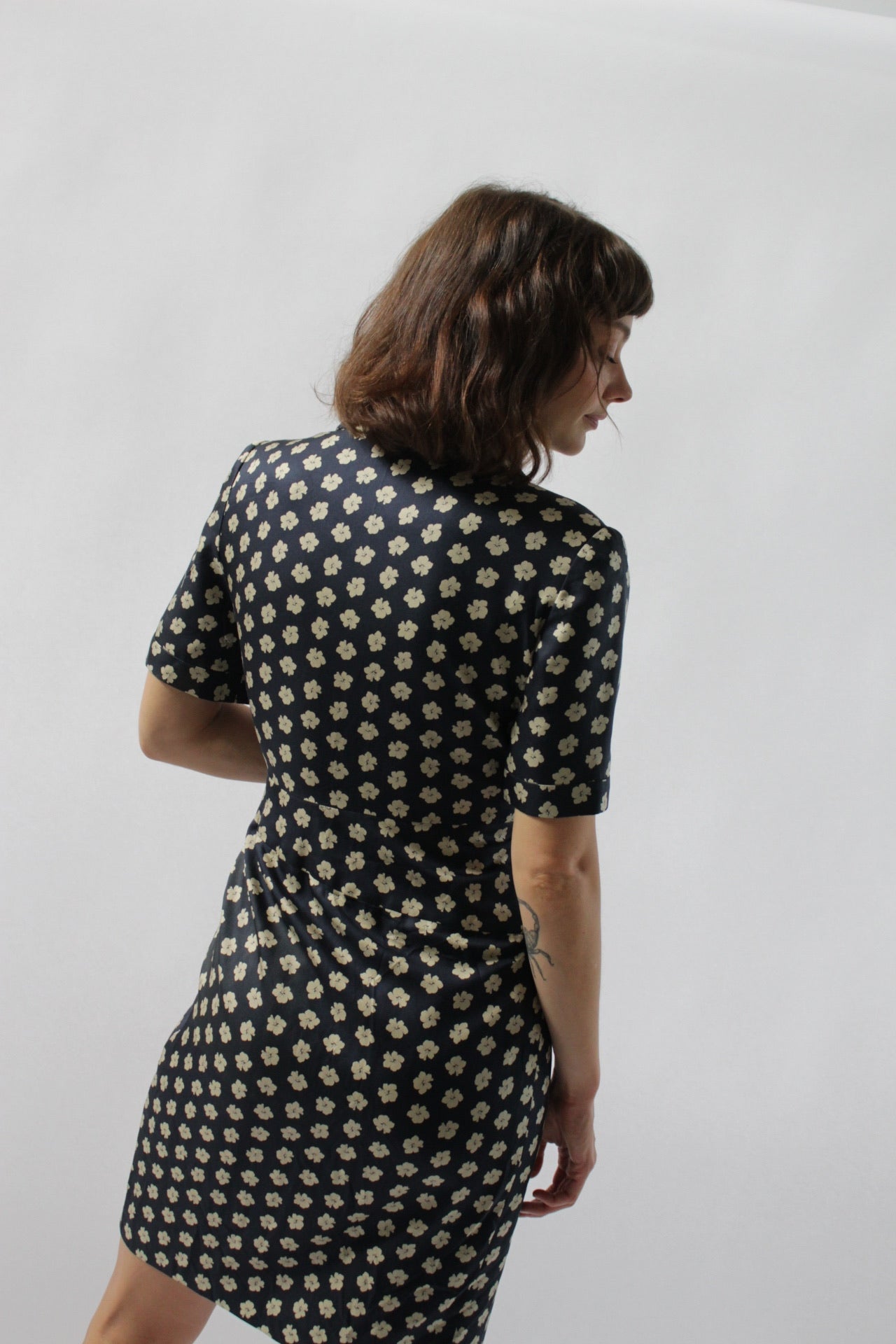 Vintage Valentino Silk Gabardine Printed Dress