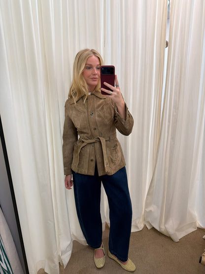 Lovely Vintage Toffee Belted Suede Jacket
