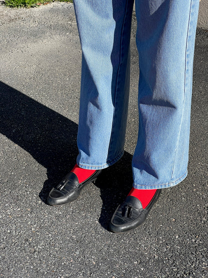 Vintage Black Leather Tasseled Loafers