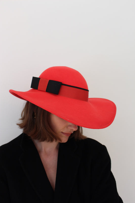 Vintage Cerise Doeskin Felt Wool Hat