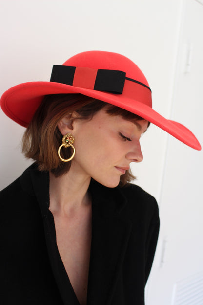 Vintage Cerise Doeskin Felt Wool Hat