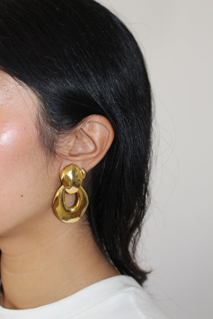 Beautiful Vintage Gold Door Knocker Earrings