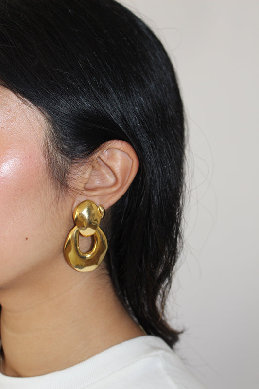 Beautiful Vintage Gold Door Knocker Earrings