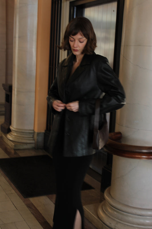 Classic 90s Black Leather Jacket