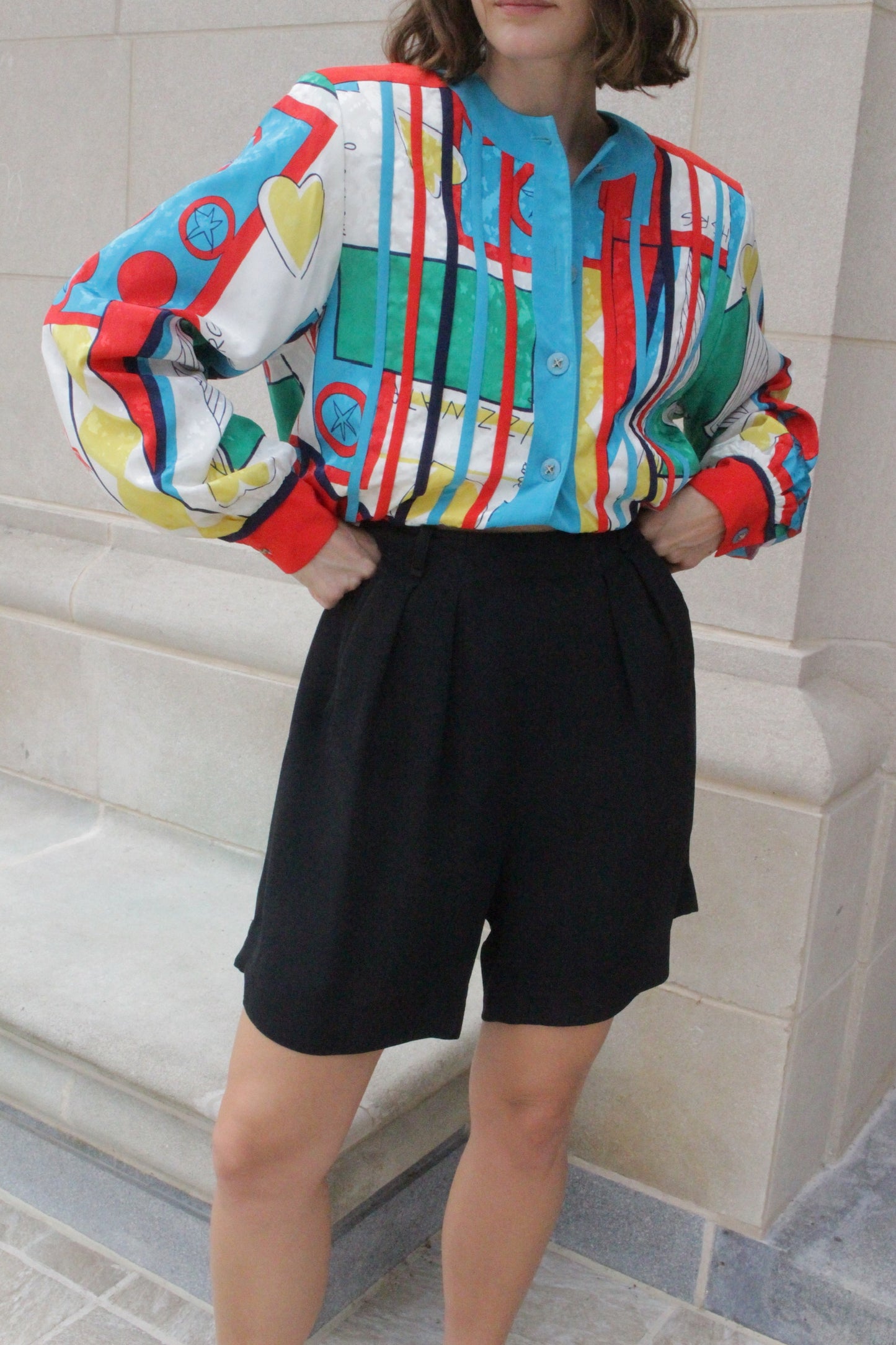 Fun Vintage Illustrated Cropped Jacket