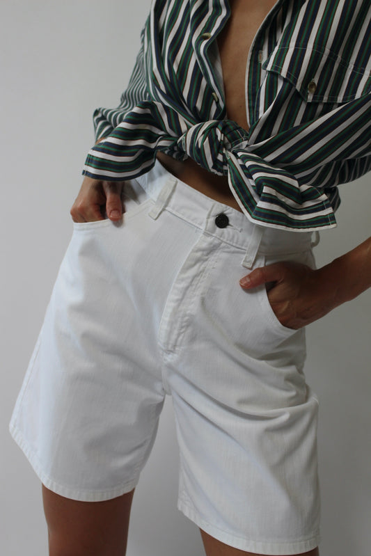 Vintage Ivory Long Denim Shorts