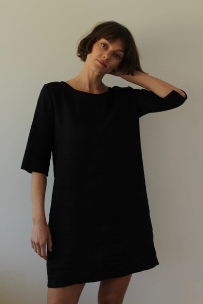 Vintage Onyx Linen Dress