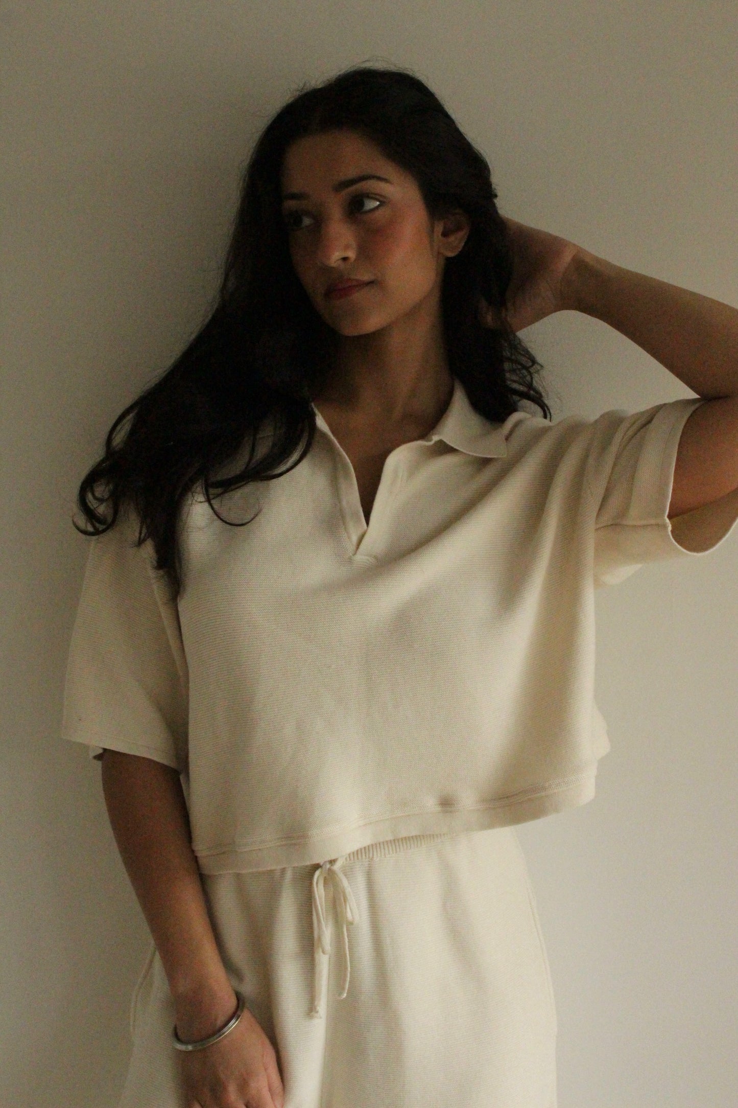 Ernie Cotton Seed Stitch Cropped Polo