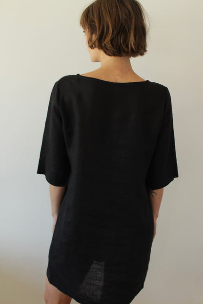 Vintage Onyx Linen Dress