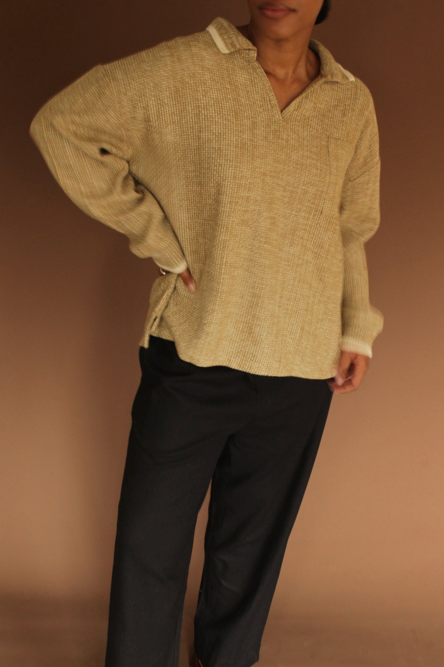 Kit Basketweave Silk Knit Popover