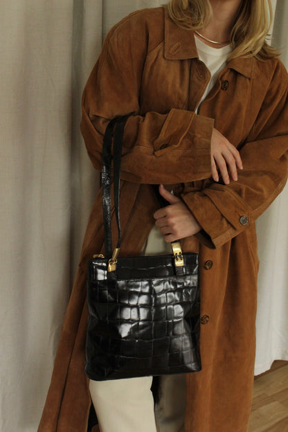 Beautiful Vintage Reptile Embossed Leather Tote