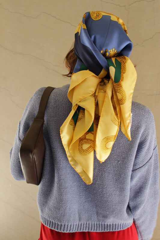 Beautiful Vintage Nautical-Themed Silk Scarf