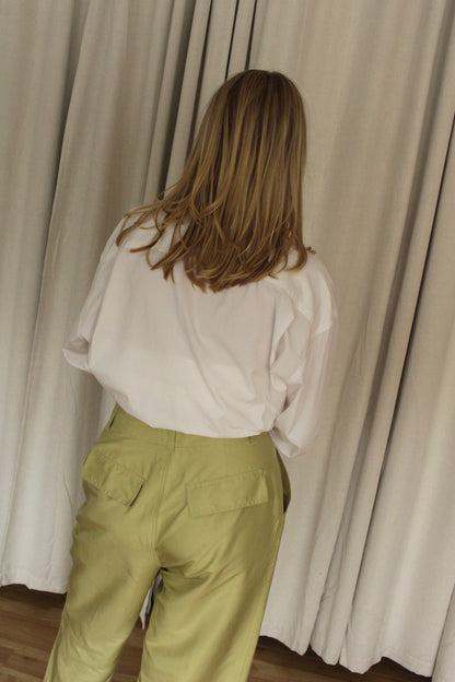 Vintage Pale Green Silk Taffeta Wide Leg Pants